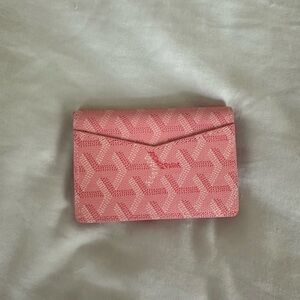 Pink leather Goyard Card Holder